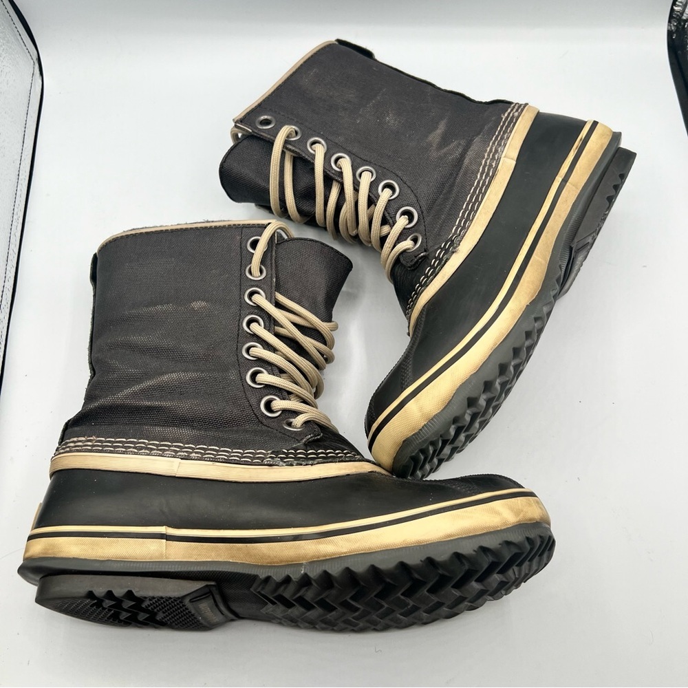 Sorel Womens Snow Boot Size 6.5 Black Canvas Waterproof NL-1717 - Picture 2 of 8